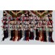 Handmade 1970s Turkish Kilim with Colorful Poms. Bed, Floor, Sofa Cover. 3 x 3.5 Ft (94 x 105 cm)