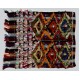 Handmade 1970s Turkish Kilim with Colorful Poms. Bed, Floor, Sofa Cover. 3 x 3.5 Ft (94 x 105 cm)
