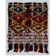 Handmade 1970s Turkish Kilim with Colorful Poms. Bed, Floor, Sofa Cover. 3 x 3.5 Ft (94 x 105 cm)