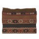 Striped Vintage Hand Woven Wool Kilim Rug from Central Anatolia / Turkey. 3.2 x 4.9 Ft (97 x 148 cm)
