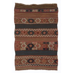 Striped Vintage Hand Woven Wool Kilim Rug from Central Anatolia / Turkey. 3.2 x 4.9 Ft (97 x 148 cm)
