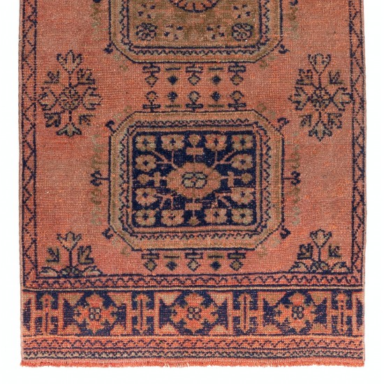 Mid-20th Century Turkish Runner Rug, Handmade Corridor Carpet. 3.3 x 10.5 Ft (100 x 320 cm)