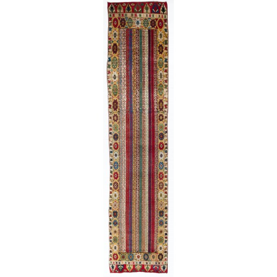 Handmade Turkish Corridor Rug, Vintage Hallway Runner. 3.3 x 14.5 Ft (100 x 440 cm)