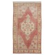 Traditional Hand-Knotted Turkish Village Rug Made of Wool. 3.4 x 6.4 Ft (103 x 193 cm)