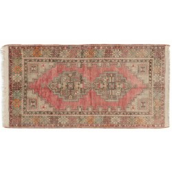Traditional Hand-Knotted Turkish Village Rug Made of Wool. 3.5 x 6.2 Ft (104 x 187 cm)