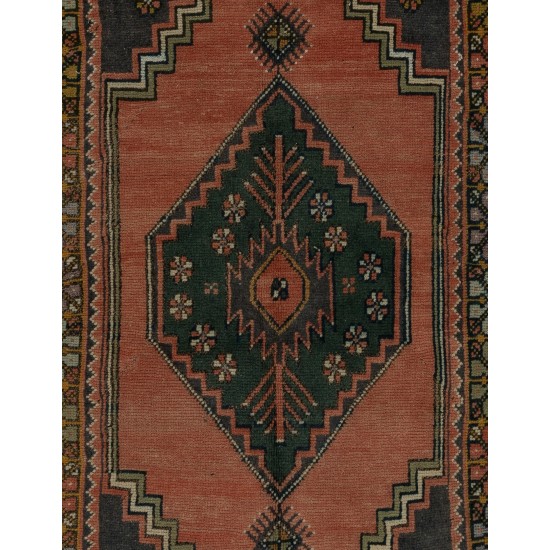 One of a Kind Tribal Oriental Rug, Vintage Handmade Turkish Carpet. 3.5 x 7 Ft (105 x 213 cm)