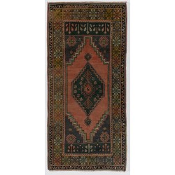 One of a Kind Tribal Oriental Rug, Vintage Handmade Turkish Carpet. 3.5 x 7 Ft (105 x 213 cm)