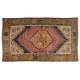 One of a Kind Tribal Oriental Rug, Vintage Handmade Turkish Carpet. 3.5 x 6 Ft (106 x 183 cm)