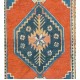 Vintage Geometric Medallion Design Handmade Turkish Konya Accent Rug. 3.6 x 5.4 Ft (107 x 162 cm)
