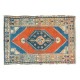 Vintage Geometric Medallion Design Handmade Turkish Konya Accent Rug. 3.6 x 5.4 Ft (107 x 162 cm)