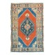 Vintage Geometric Medallion Design Handmade Turkish Konya Accent Rug. 3.6 x 5.4 Ft (107 x 162 cm)