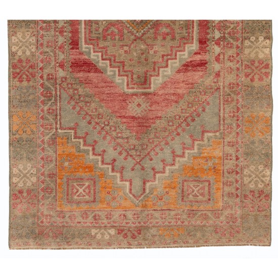 Handmade Turkish Village Rug, Tribal Style Carpet. 3.6 x 5.9 Ft (107 x 177 cm)