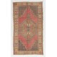 Vintage Geometric Medallion Design Handmade Turkish Konya Accent Rug. 3.6 x 6.4 Ft (107 x 193 cm)