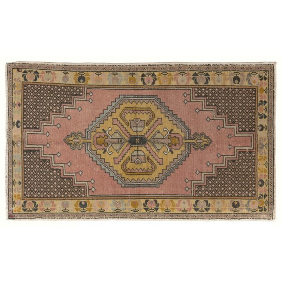 Handmade Turkish Village Rug, Tribal Style Small Carpet. 3.6 x 6 Ft (108 x 182 cm)