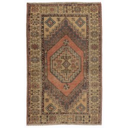 Traditional Oriental Wool Rug from 1960's, Hand-Knotted Turkish Village Carpet. 3.7 x 5.8 Ft (110 x 176 cm)