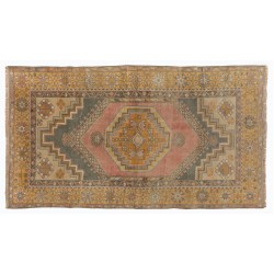 Traditional Oriental Wool Rug from 1960's, Hand-Knotted Turkish Village Carpet. 3.7 x 6.2 Ft (110 x 188 cm)