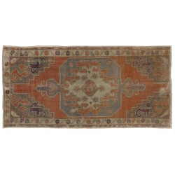 Tribal Style Turkish Rug, Handmade Vintage Carpet, All Wool. 3.7 x 7.7 Ft (110 x 232 cm)