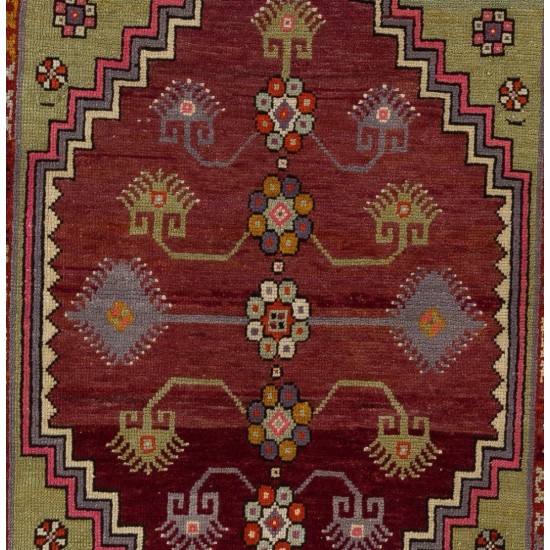Mid-Century Handmade Rug, Turkish 1960s Floor Covering. 3.7 x 5 Ft (112 x 155 cm)
