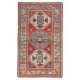 Hand-Knotted Vintage Caucasian Kazak Rug Made of Wool. 3.8 x 6.2 Ft (115 x 186 cm)