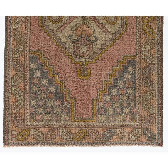 Traditional Oriental Wool Rug from 1960's, Hand-Knotted Turkish Village Carpet. 3.8 x 6.2 Ft (115 x 187 cm)