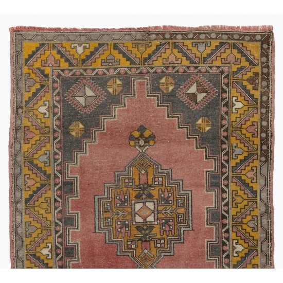 Mid-20th Century Handmade Anatolian Village Rug, Wool Floor Covering. 3.9 x 6.9 Ft (117 x 210 cm)