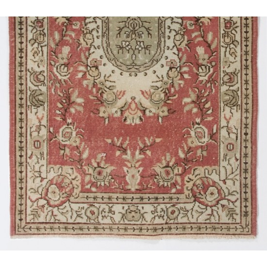 Vintage Handmade Oriental Rug, Traditional Turkish Carpet. 3.9 x 6.9 Ft (118 x 210 cm)