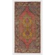 Vintage Handmade Oriental Rug, Traditional Turkish Wool Carpet. 3.9 x 7.4 Ft (118 x 224 cm)