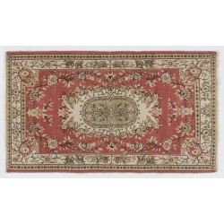 Traditional Handmade Turkish Rug, Mid-Century Oriental Wool Carpet. 4 x 6.9 Ft (119 x 208 cm)