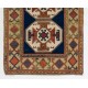 Hand-Knotted Vintage Caucasian Kazak Rug, 100% Wool. 4 x 6.8 Ft (120 x 207 cm)