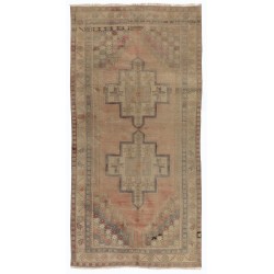 Authentic Handmade Vintage Turkish Tribal Rug with Geometric Detail. 4 x 8.2 Ft (120 x 247 cm)