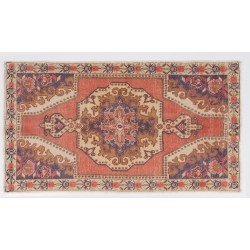 Traditional Handmade Turkish Rug, Mid-Century Oriental Wool Carpet. 4 x 7.2 Ft (123 x 217 cm)