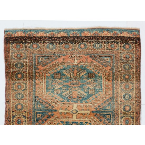 Nomadic "Yatak"  Rug, Handmade 1960s Turkish Carpet. 4 x 5.8 Ft (124 x 175 cm)