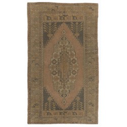Turkish Village Rug, Handmade Vintage Carpet, All Wool. 4.2 x 7 Ft (125 x 213 cm)