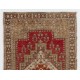Traditional Handmade Turkish Rug, Mid-Century Oriental Wool Carpet. 4.2 x 6.5 Ft (126 x 196 cm)
