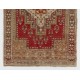 Traditional Handmade Turkish Rug, Mid-Century Oriental Wool Carpet. 4.2 x 6.5 Ft (126 x 196 cm)