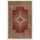 Traditional Handmade Turkish Rug, Mid-Century Oriental Wool Carpet. 4.2 x 6.5 Ft (126 x 196 cm)