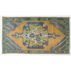 Rustic Style Handmade Turkish Rug, Vintage Wool Carpet. 4.2 x 7.8 Ft (126 x 235 cm)