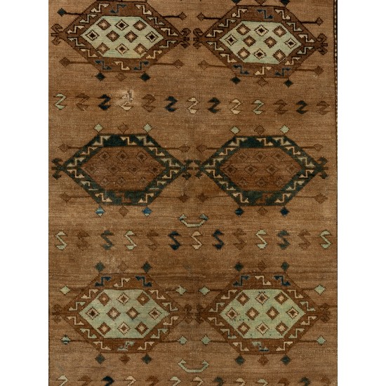 Turkish Village Rug, Handmade Vintage Carpet, All Wool. 4.4 x 7 Ft (132 x 212 cm)