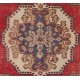 Oriental Carpet from 1960's, Handmade Turkish Rug in Red, Brown and Blue Colors. 4.4 x 7.2 Ft (133 x 218 cm)