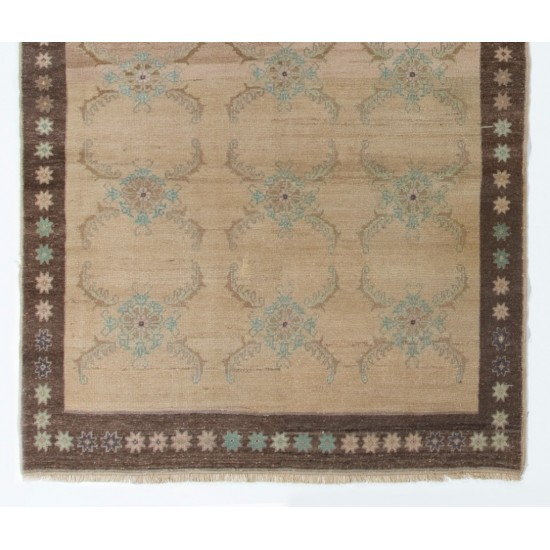 Traditional Handmade Turkish Rug, Unique Vintage Wool Carpet. 4.4 x 7.6 Ft (133 x 231 cm)