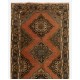 Vintage Turkish Runner Rug, Traditional Handmade Hallway Runner. 4.5 x 11.7 Ft (135 x 355 cm)