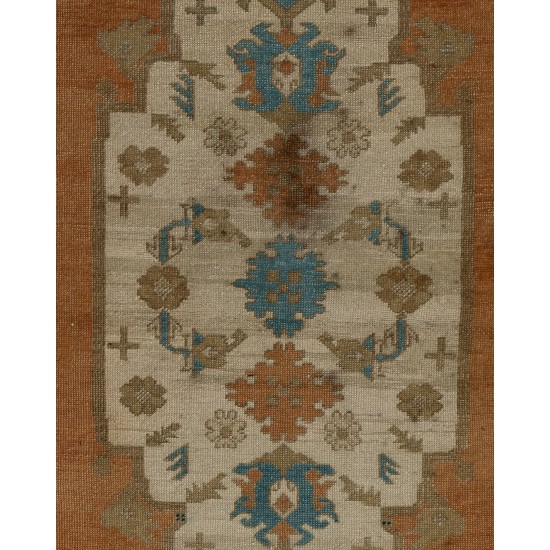 One-of-a-Kind Mid-Century Handmade Turkish Oriental Rug for Traditional Interiors. 100% Wool. 4.5 x 9.5 Ft (136 x 288 cm)