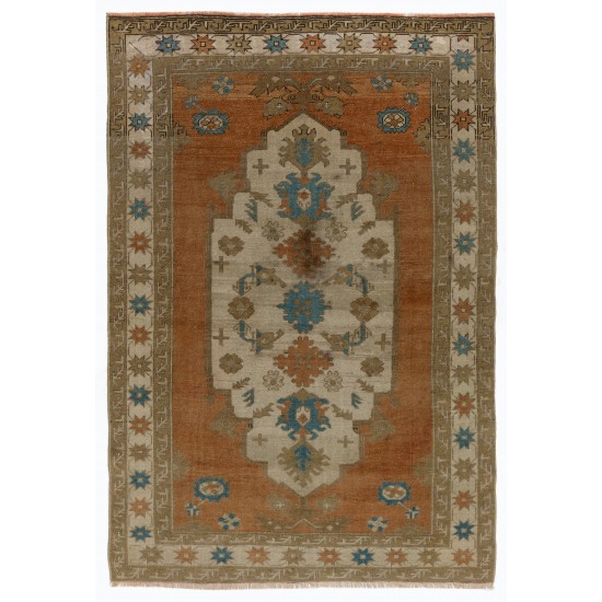 One-of-a-Kind Mid-Century Handmade Turkish Oriental Rug for Traditional Interiors. 100% Wool. 4.5 x 9.5 Ft (136 x 288 cm)