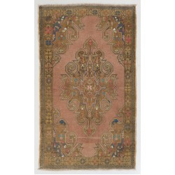 Traditional Handmade Turkish Rug, Unique Vintage Wool Carpet. 4.6 x 7.6 Ft (138 x 230 cm)