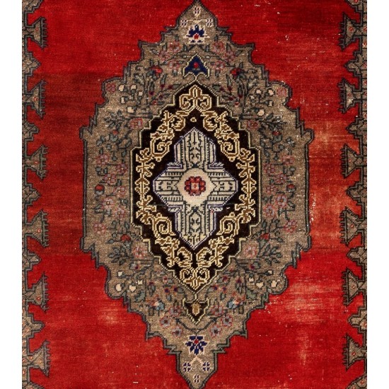 One-of-a-Kind 1970s Handmade Turkish Oriental Rug, 100% Wool. 4.6 x 8.2 Ft (139 x 247 cm)