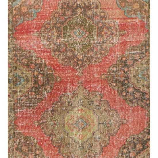 Tribal Style Central Anatolian Corridor Rug, Vintage Handmade Hallway Runner. 4.6 x 12.4 Ft (140 x 375 cm)