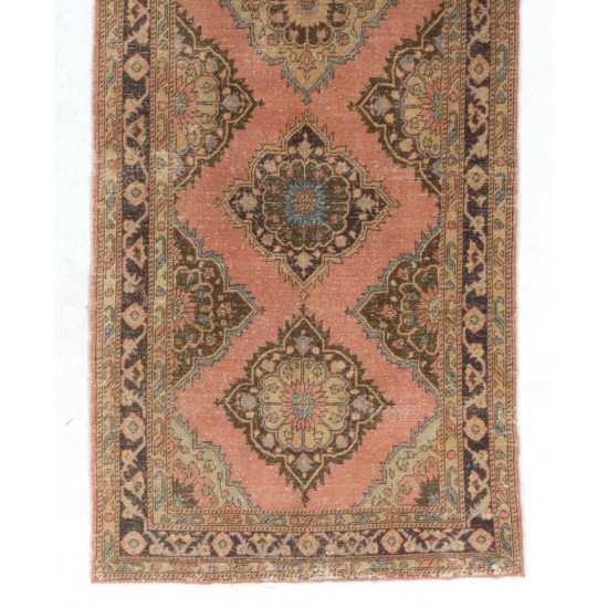 Turkish Runner Rug, Authentic Vintage Handmade Hallway Runner. 4.6 x 12.5 Ft (140 x 380 cm)