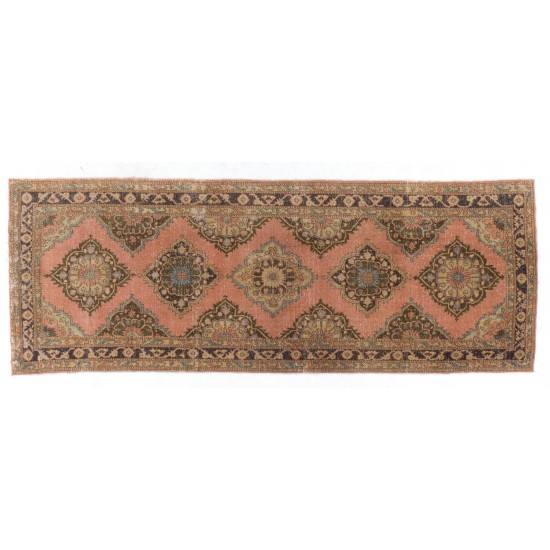 Turkish Runner Rug, Authentic Vintage Handmade Hallway Runner. 4.6 x 12.5 Ft (140 x 380 cm)
