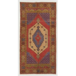 One-of-a-Kind 1960s Handmade Turkish Oriental Rug, 100% Wool. 4.7 x 8.9 Ft (141 x 270 cm)