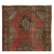Vintage Turkish Runner Rug, Traditional Handmade Hallway Runner. 4.7 x 12.9 Ft (142 x 393 cm)